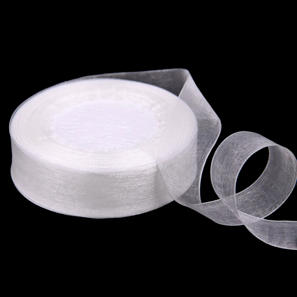 Лента органза 2,5см×25ярд., Китай, Белый