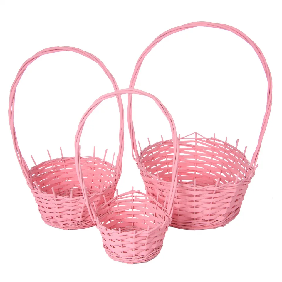 Набор корзин 3в1 ива 26×13/40см, розовый (YM-N299503)